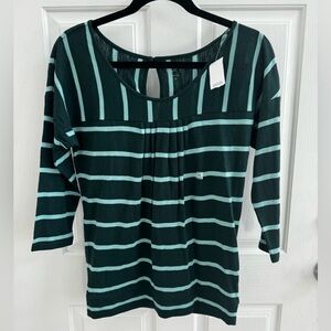 Loft green striped 3/4 sleeved top